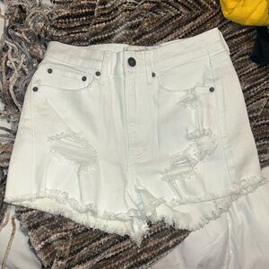 Abercrombie High rise Jean shorts white